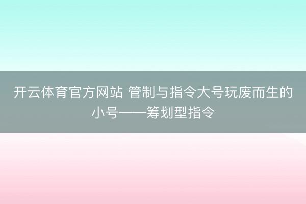 开云体育官方网站 管制与指令大号玩废而生的小号——筹划型指令
