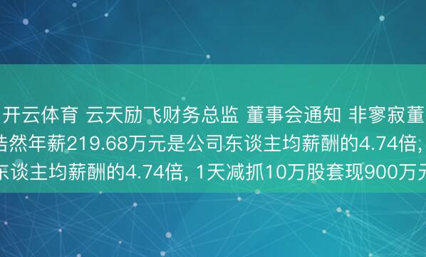 开云体育 云天励飞财务总监 董事会通知 非寥寂董事 联席公司通知邓浩然年薪219.68万元是公司东谈主均薪酬的4.74倍, 1天减抓10万股套现900万元
