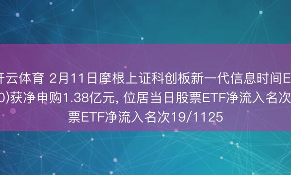 开云体育 2月11日摩根上证科创板新一代信息时间ETF(588770)获净申购1.38亿元, 位居当日股票ETF净流入名次19/1125