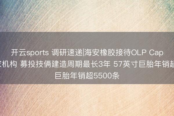 开云sports 调研速递|海安橡胶接待OLP Capital等3家机构 募投技俩建造周期最长3年 57英寸巨胎年销超5500条