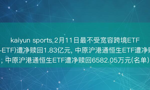 kaiyun sports 2月11日最不受宽容跨境ETF: 易方达恒生国企(QDII-ETF)遭净赎回1.83亿元， 中原沪港通恒生ETF遭净赎回6582.05万元(名单)