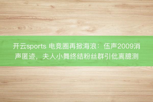 开云sports 电竞圈再掀海浪：伍声2009消声匿迹，夫人小舞终结粉丝群引仳离臆测