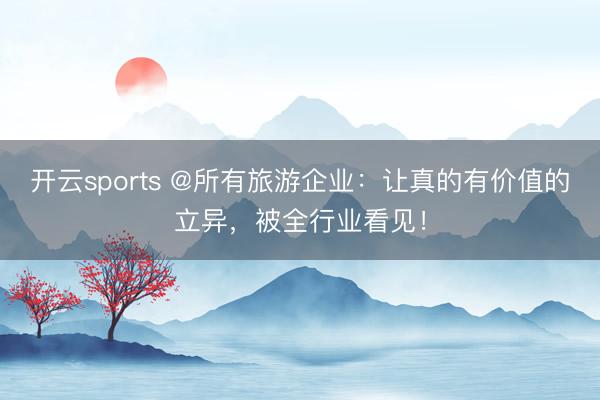 开云sports @所有旅游企业：让真的有价值的立异，被全行业看见！