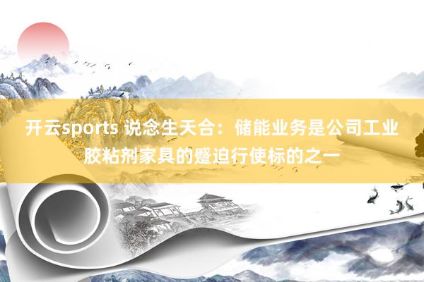 开云sports 说念生天合：储能业务是公司工业胶粘剂家具的蹙迫行使标的之一