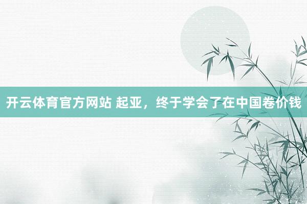 开云体育官方网站 起亚，终于学会了在中国卷价钱