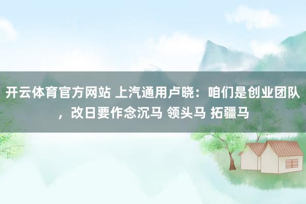 开云体育官方网站 上汽通用卢晓：咱们是创业团队，改日要作念沉马 领头马 拓疆马