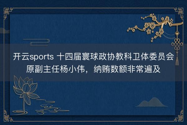 开云sports 十四届寰球政协教科卫体委员会原副主任杨小伟，纳贿数额非常遍及