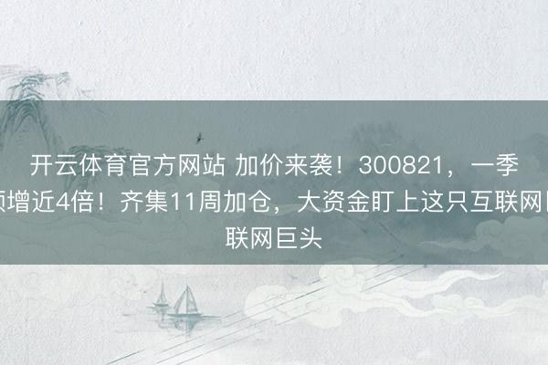 开云体育官方网站 加价来袭！300821，一季度预增近4倍！齐集11周加仓，大资金盯上这只互联网巨头