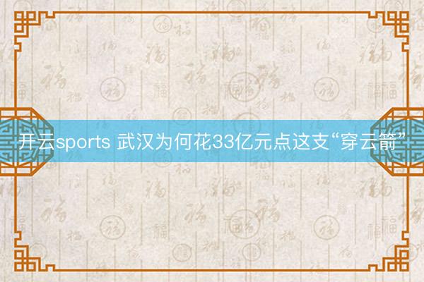 开云sports 武汉为何花33亿元点这支“穿云箭”