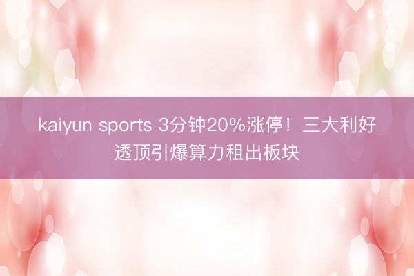 kaiyun sports 3分钟20%涨停！三大利好透顶引爆算力租出板块