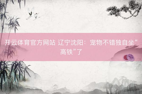 开云体育官方网站 辽宁沈阳：宠物不错独自坐“高铁”了